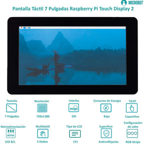 Raspberry Pi Touch Display 2 - Pantalla Oficial 7" HD (720x1280)