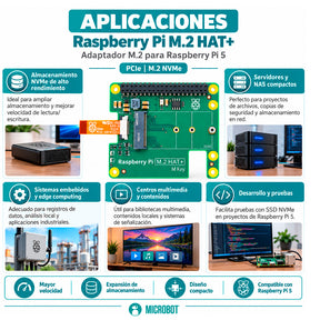 M.2 HAT+ Oficial Raspberry Pi 5 NVMe PCIe 2230/2242