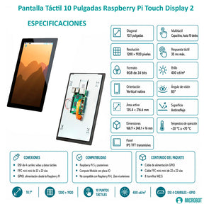Pantalla Táctil 10 Pulgadas Raspberry Pi Touch Display 2 HMI DSI