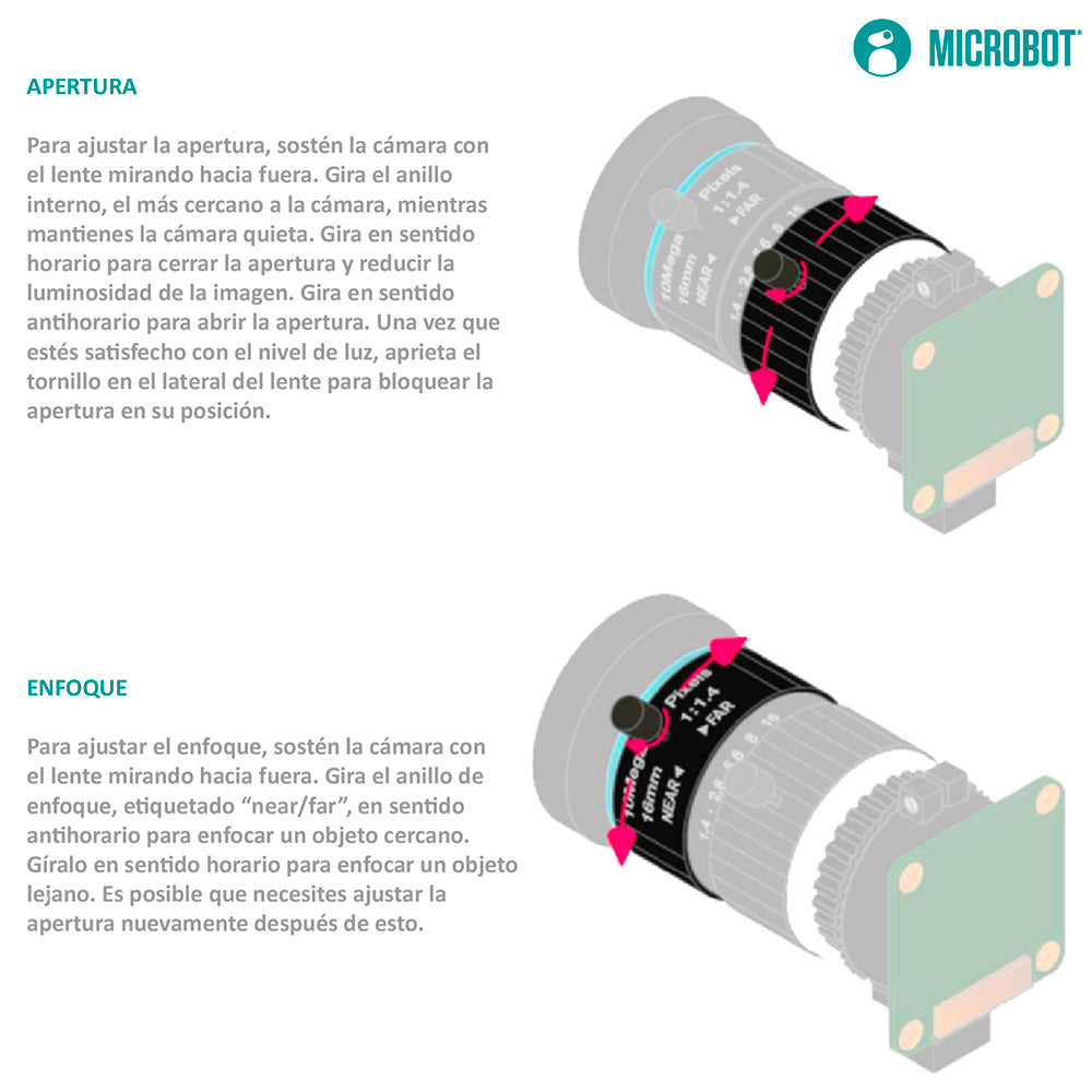 Lente Telephoto 16mm 10MP C-Mount para Raspberry Pi HQ Camera