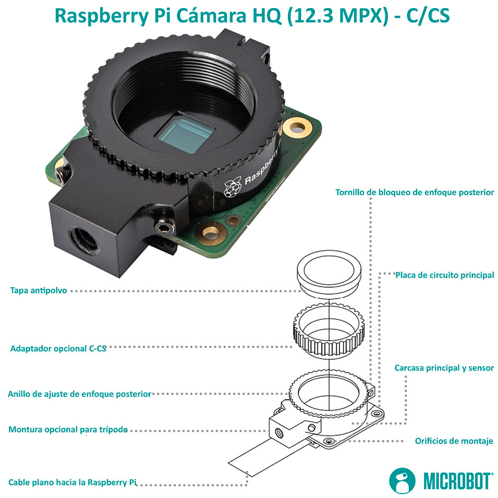 Cámara HQ Raspberry Pi 12.3MP Sony IMX477 con Montura C/CS