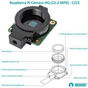 Cámara HQ Raspberry Pi 12.3MP Sony IMX477 con Montura C/CS