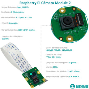 Cámara Raspberry Pi V2 8MP IMX219 Oficial CSI