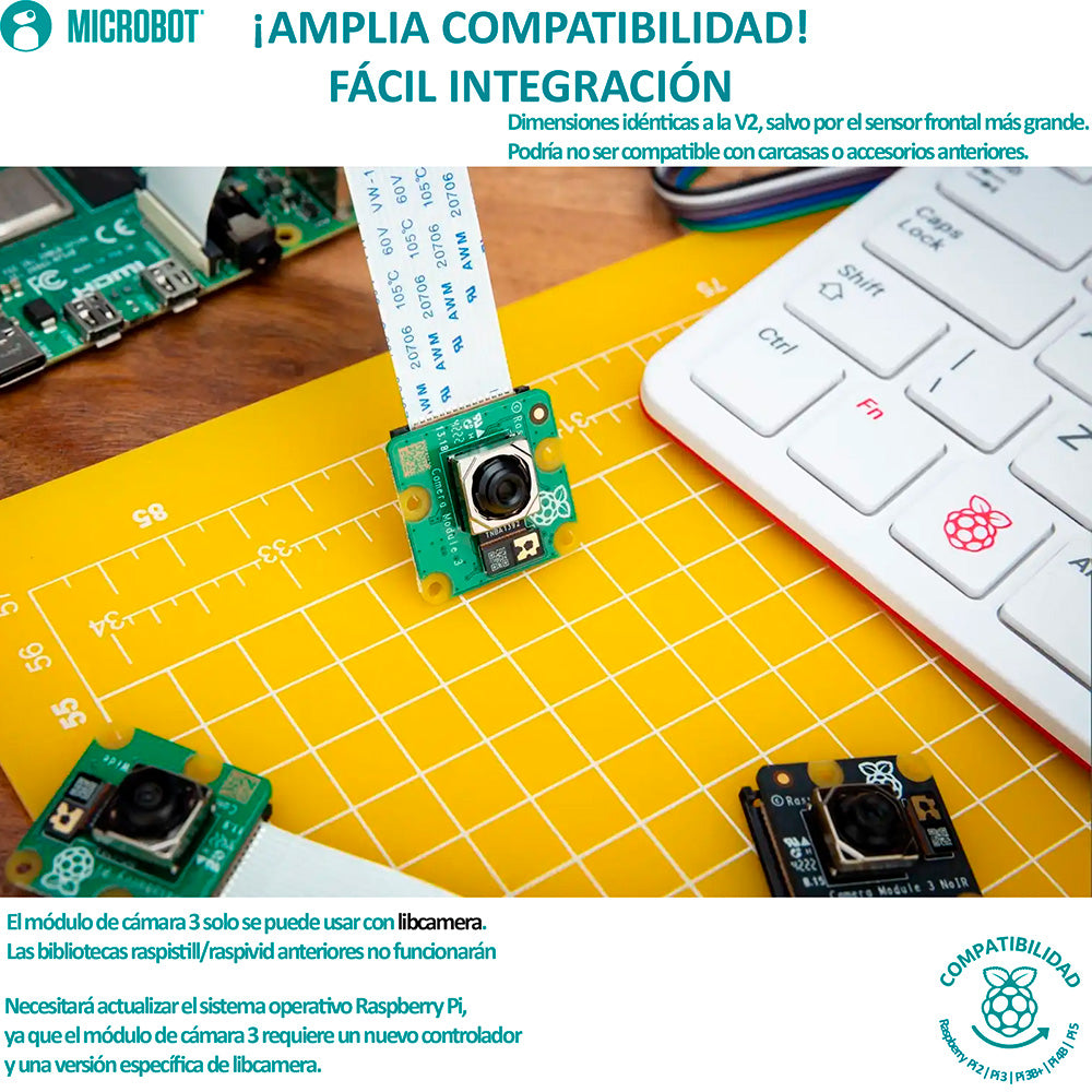 Cámara Raspberry Pi Module 3 Wide 12MP Autofocus IMX708