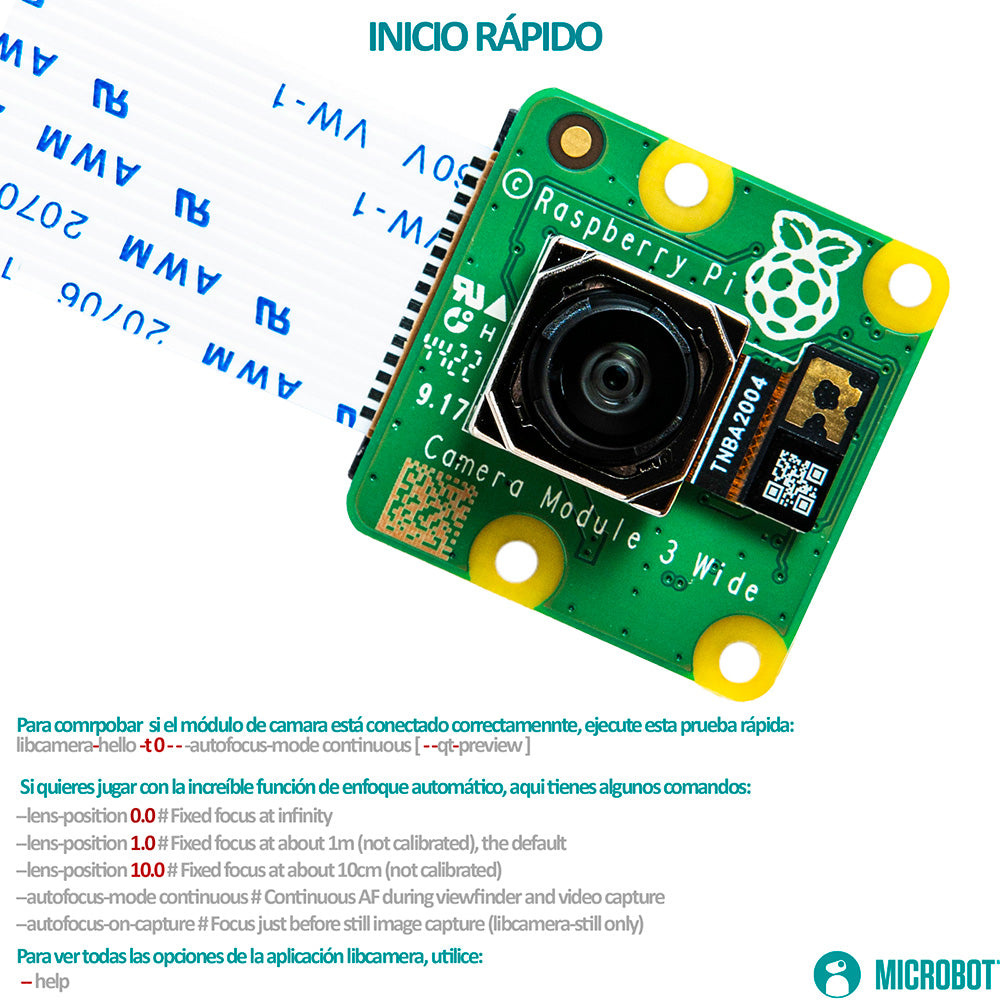 Cámara Raspberry Pi Module 3 Wide 12MP Autofocus IMX708