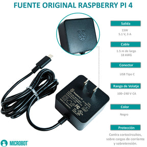 Kit Raspberry Pi 4  - Serie Esencial (Fuente, Case, Ventilador)