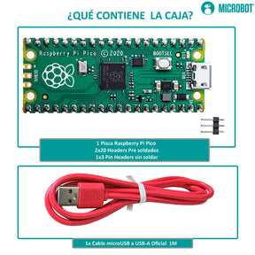 Kit Raspberry Pi Pico H Original RP2040 + Cable Oficial 1M