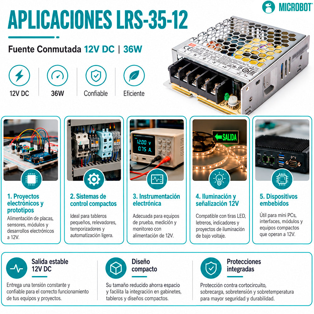 Fuente 12V 3A 36W Conmutada Industrial