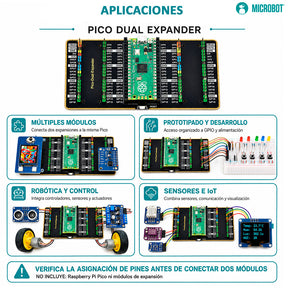 Expansor GPIO Dual Shield Raspberry Pi Pico 2x20 Headers