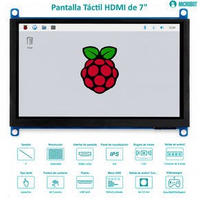 Pantalla HMI Táctil 7 Pulgadas HDMI Capacitiva 1024x600 Raspberry Pi