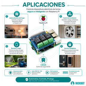 Módulo Relevador 3 Canales 5A Optoacoplado para Raspberry Pi