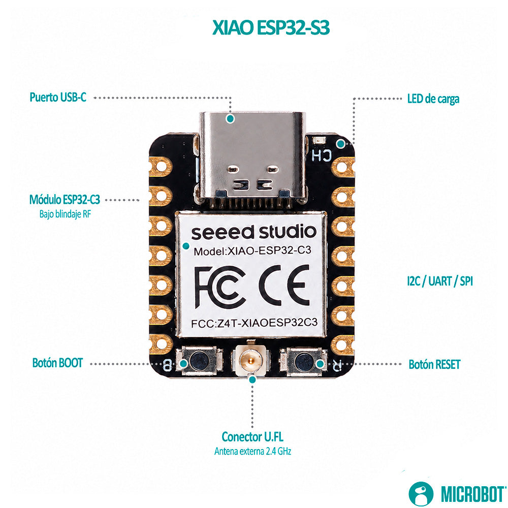 Módulo Wi-Fi BLE Seeed Studio XIAO ESP32-C3 RISC-V IoT