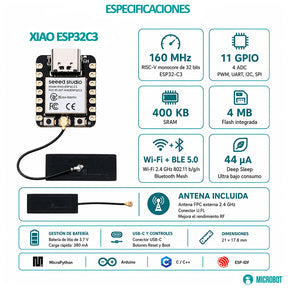 Módulo Wi-Fi BLE Seeed Studio XIAO ESP32-C3 RISC-V IoT