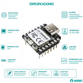 Microcontrolador Seeed Studio XIAO RP2040 2MB Flash USB-C