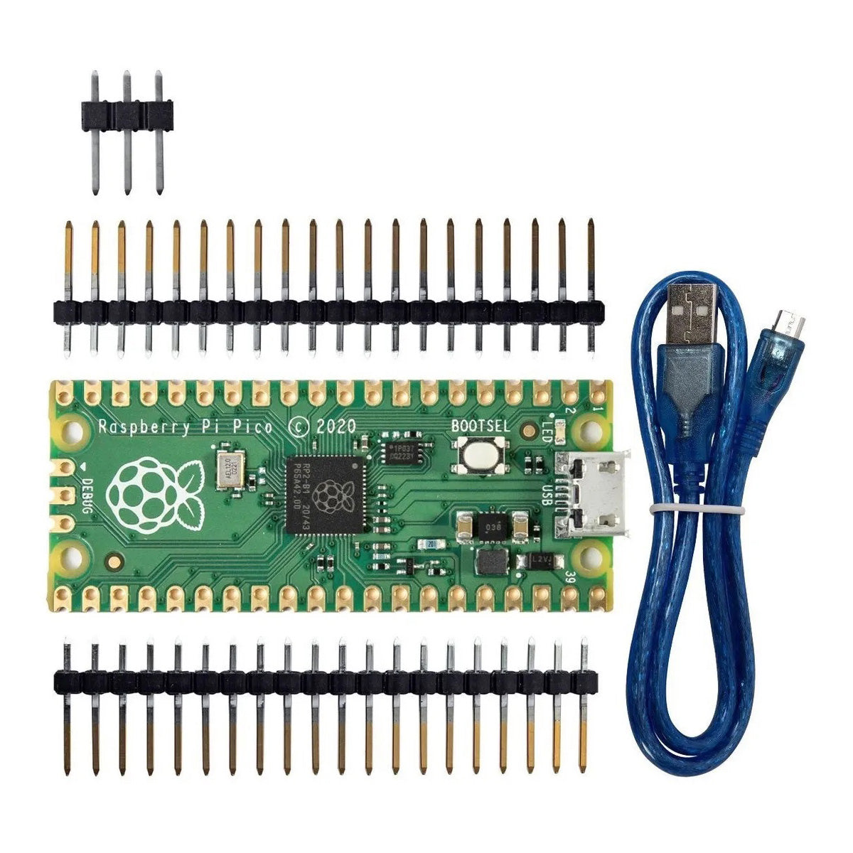 Kit Raspberry Pi Pico Headers Cable microUSB